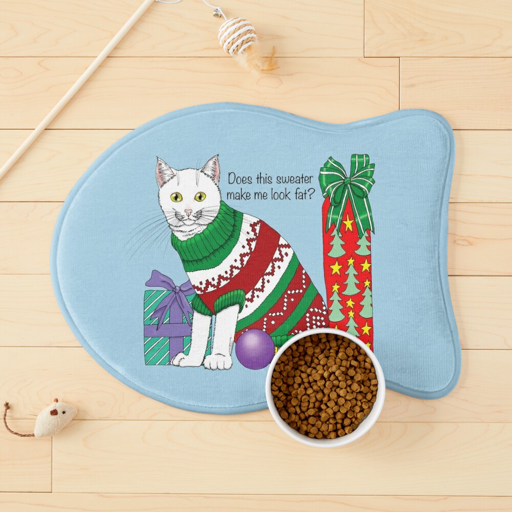 Brightly Striped Cat Stocking Ugly Christmas Sweater