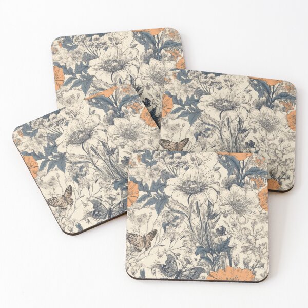 Item preview, Sophisticated Delicate Flowers & Leaves Digital Pattern designed and sold by ClericDesign.
