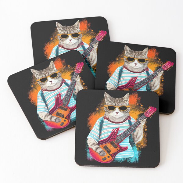 Artikelvorschau, Cat playing electric guitar entworfen und verkauft von WildPortrait.