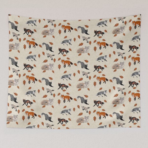 Item preview, Red Foxes Morphs in Cream designed and sold by Ashley Gagnon.