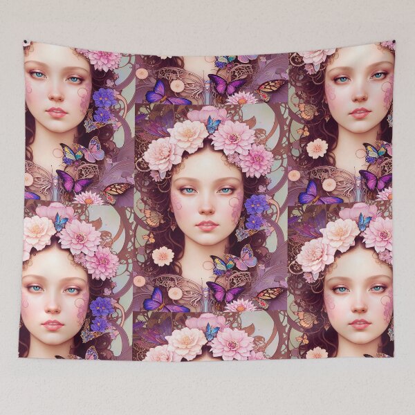 Item preview, Art Nouveau Butterflies Lady designed and sold by AiAestheticPics & More....