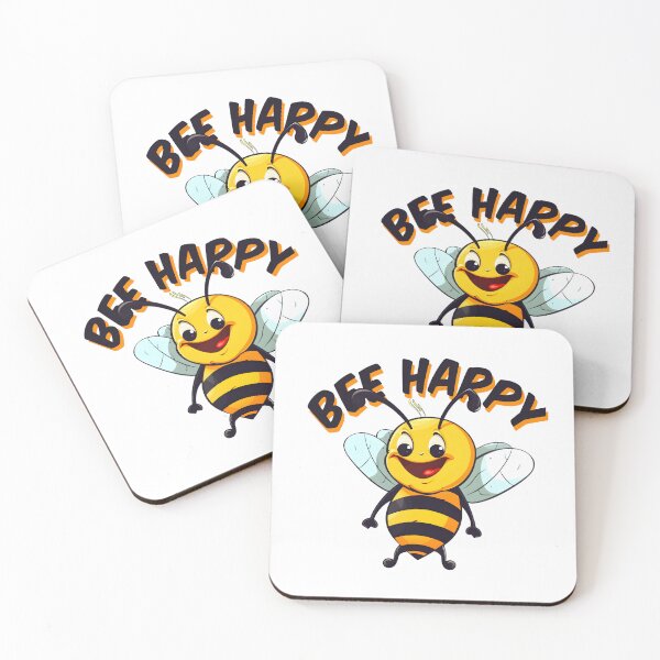 Item preview, Bee happy, cute bee smiling designed and sold by RetroNeon.