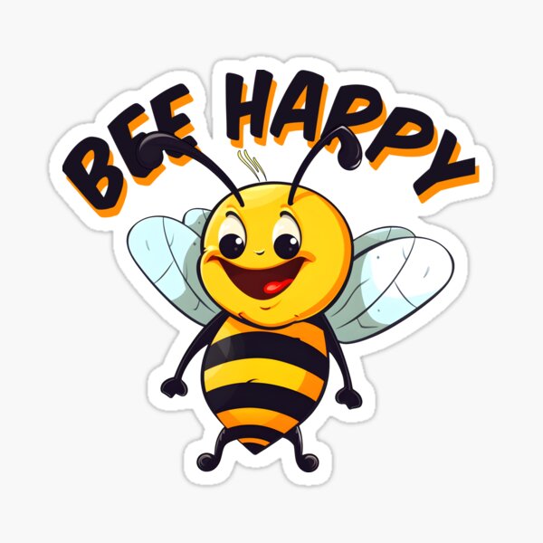 Bee Happy Heart Sticker - 3.11 x 2.81
