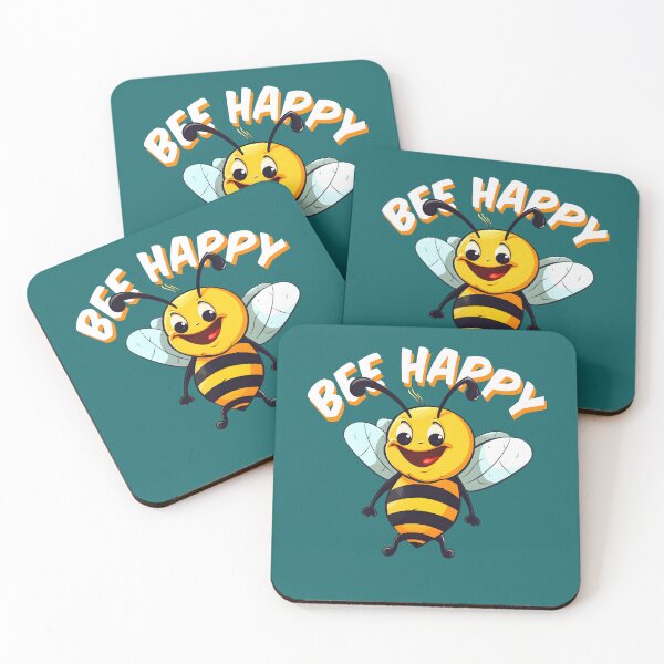 Item preview, Bee happy, cute bee smiling designed and sold by RetroNeon.