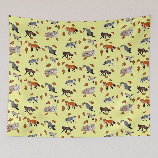 Item preview, Red Foxes Morphs in Yellow designed and sold by Ashley Gagnon.