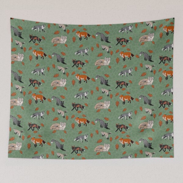 Item preview, Red Foxes Morphs in Sage designed and sold by Ashley Gagnon.