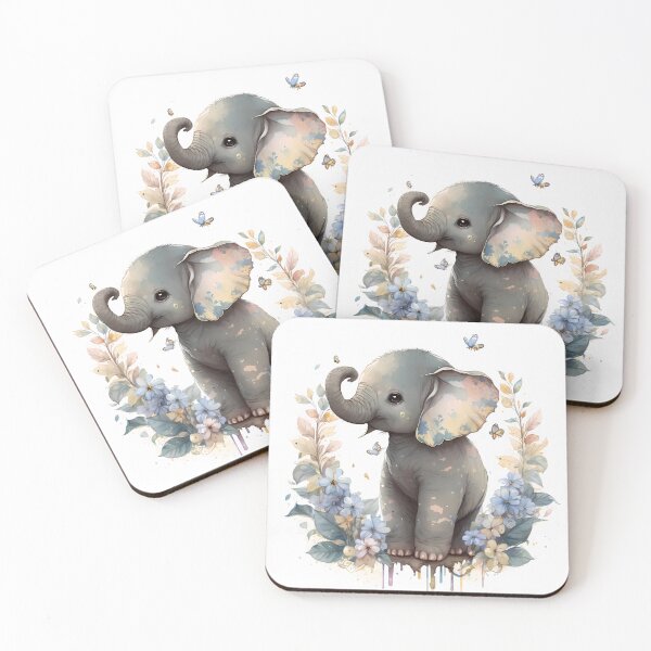Item preview, Baby Boy Elephant Flowers designed and sold by AuroraFantasy.