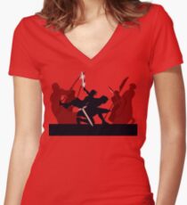 Kylo Ren and Rey vs. Snoke's Praetorian Guard Women's Fitted V-Neck T-Shirt