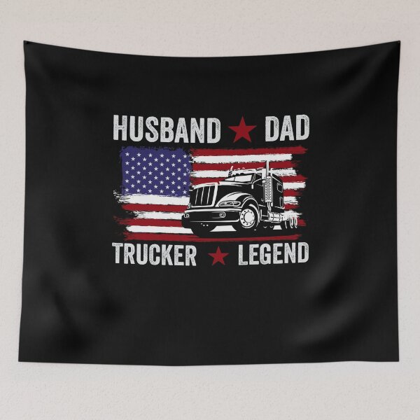 Item preview, Husband Dad Trucker Legend -  Retro Funny Truck Driver Husband US Flag designed and sold by NewDayDesigns.