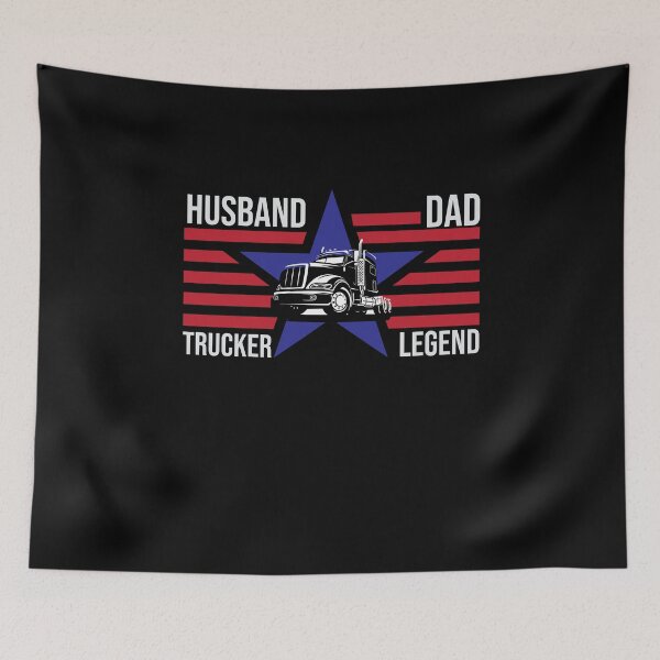 Item preview, Husband Dad Trucker Legend -  Retro Funny Truck Driver Husband US Flag designed and sold by NewDayDesigns.