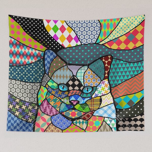 Item preview, Multicolor Patterns Cat 691  designed and sold by artbylucie.