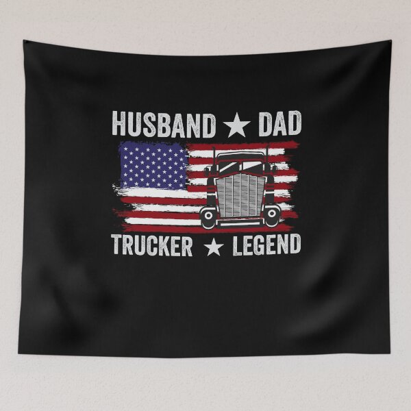 Item preview, Husband Dad Trucker Legend -  Retro Funny Truck Driver Husband US Flag designed and sold by NewDayDesigns.