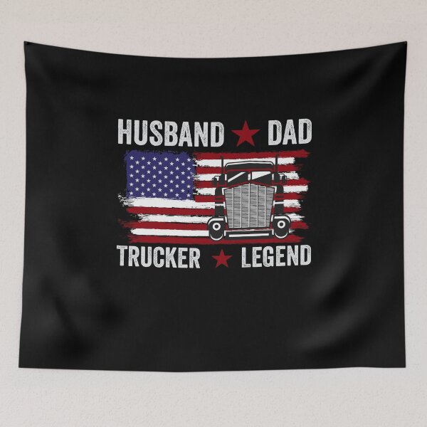 Item preview, Husband Dad Trucker Legend -  Retro Funny Truck Driver Husband US Flag designed and sold by NewDayDesigns.