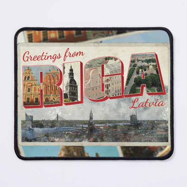 Item preview, Greetings from Riga in Latvia Vintage style retro souvenir designed and sold by DeveloperProp0.