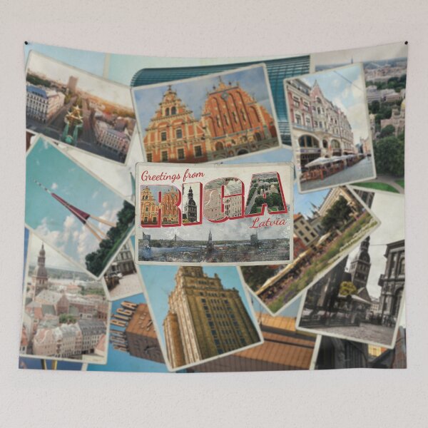 Item preview, Greetings from Riga in Latvia Vintage style retro souvenir designed and sold by DeveloperProp0.
