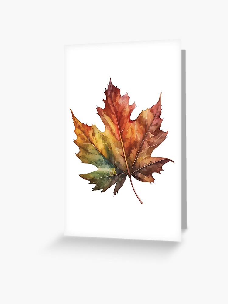 jeu de cartes de feuilles d'automne à l'aquarelle. feuilles d'automne  cartes de correspondance. Feuille orange rouge rouille. cartes vierges  cartes