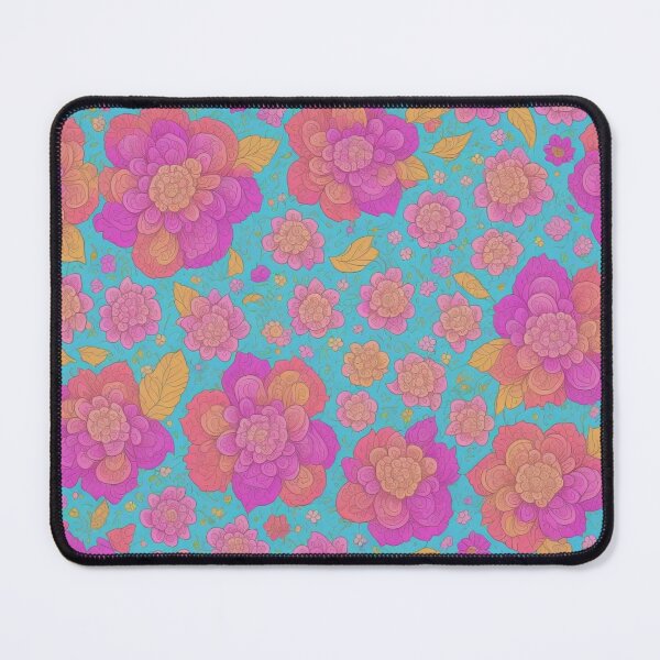 Item preview, Vibrant Pink Blossoms: Seamless Floral Pattern with Light Blue Background designed and sold by GrumpGoose.