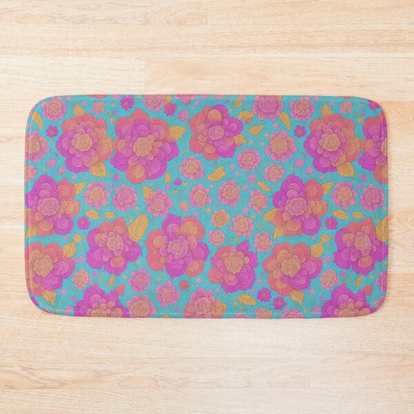 Item preview, Vibrant Pink Blossoms: Seamless Floral Pattern with Light Blue Background designed and sold by GrumpGoose.