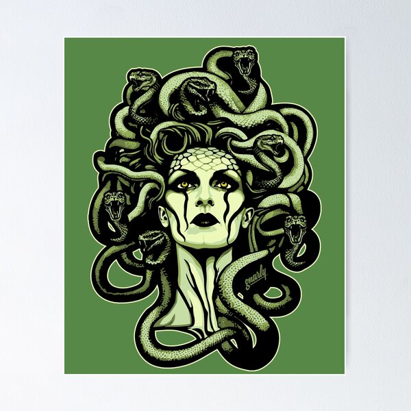 Gorgon Greek Goddess Medusa with Snakes for Hair Design by Gnarly Magnet  for Sale by ChattanoogaTee