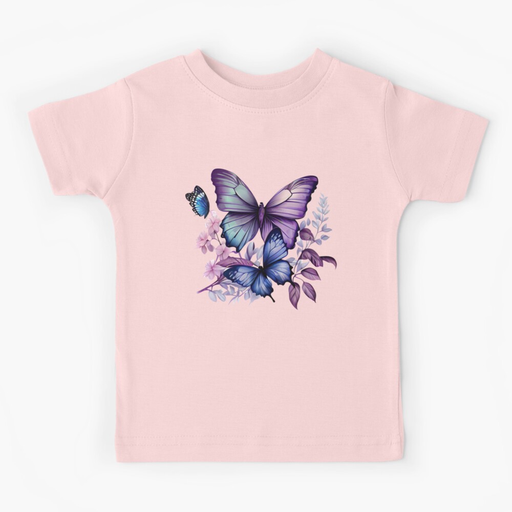 Purple Lavender Blue Butterflies Watercolor Nature Pattern Kids T-Shirt  for Sale by WOW TeesAndThings