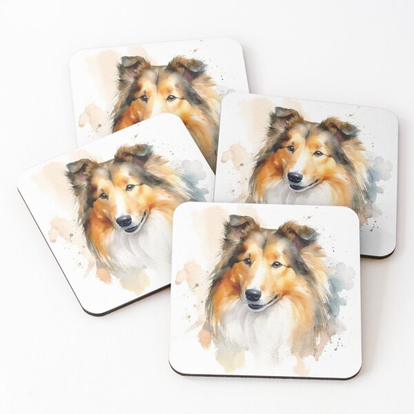Item preview, Rough Collie Dog Puppy Watercolour Portrait | Dog Breeds Illustrations designed and sold by Adios65.
