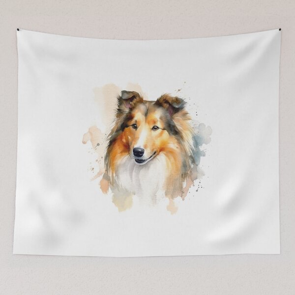 Item preview, Rough Collie Dog Puppy Watercolour Portrait | Dog Breeds Illustrations designed and sold by Adios65.