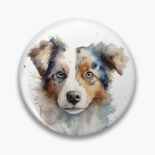 Item preview, Australian Shepherd Puppy Watercolour Portrait | Dog Breeds Illustration designed and sold by Adios65.