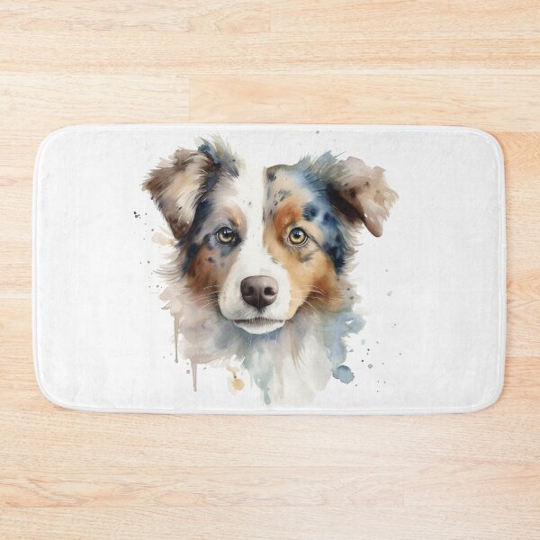 Item preview, Australian Shepherd Puppy Watercolour Portrait | Dog Breeds Illustration designed and sold by Adios65.