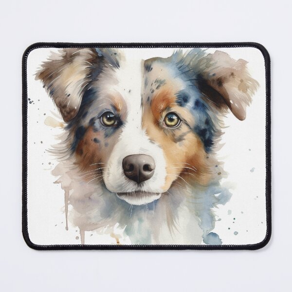 Item preview, Australian Shepherd Puppy Watercolour Portrait | Dog Breeds Illustration designed and sold by Adios65.