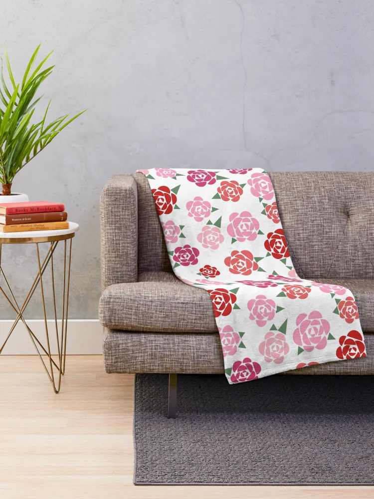 Thumbnail 2 of 6, Throw Blanket, Geometric Roses designed and sold by ebcameron.