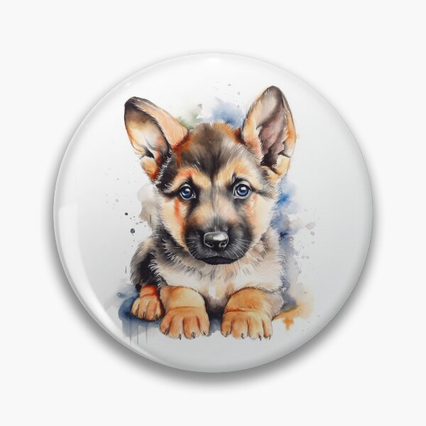 Item preview, German Shepherd Puppy Watercolour Portrait | Dog Breeds Illustration designed and sold by Adios65.