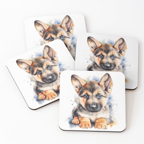 Item preview, German Shepherd Puppy Watercolour Portrait | Dog Breeds Illustration designed and sold by Adios65.