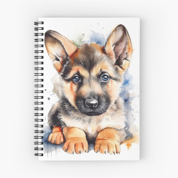 Artikelvorschau, Deutscher Schäferhund-Welpen-Aquarell-Porträt | Hunderassen Illustration entworfen und verkauft von Adios65.