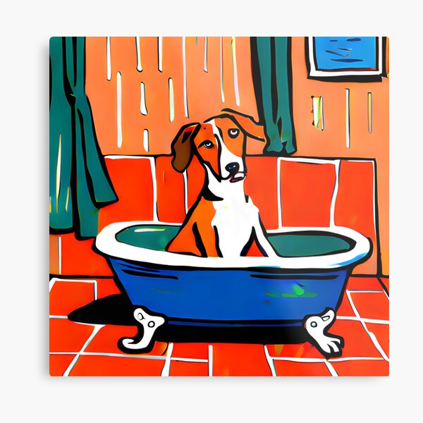 Gordon setter, bath, bath tub, soap, bubbles, store clawfoot tub, CANVAS, personalized gift