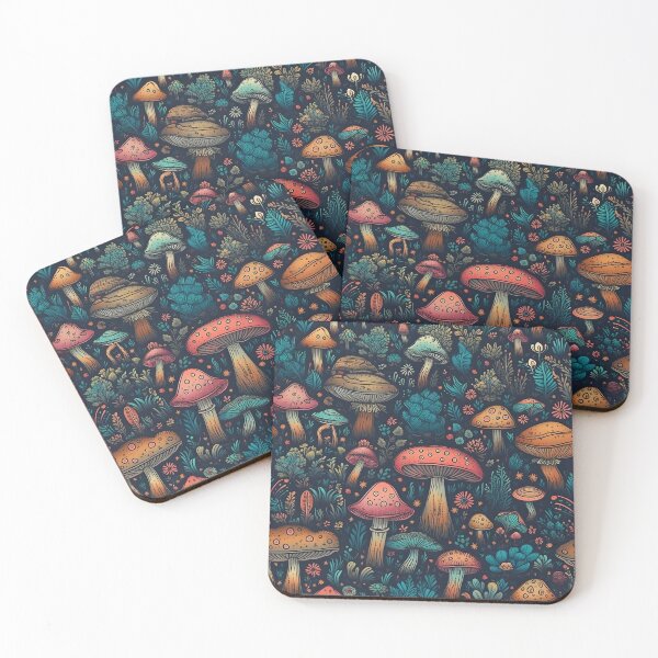 Item preview, Mushrooms and Flora Repeating Print designed and sold by Georgina Gibson.
