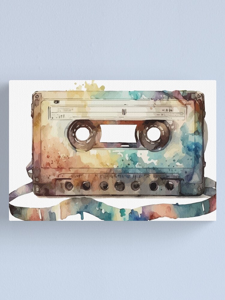 An 80s Cassette Tape in Watercolor - Old School Cool Canvas Print for Sale  by GVRDesign