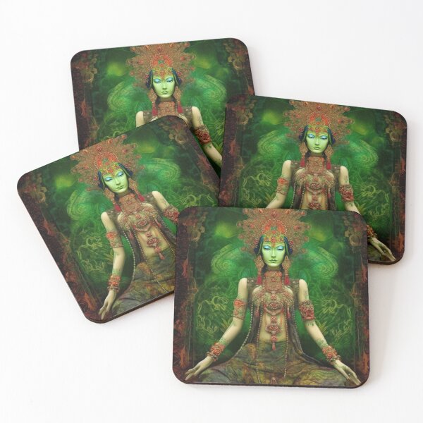 Artikelvorschau, Green Tara - Visionary Painting Inspired by Buddhist Tradition entworfen und verkauft von All Souls Dream.