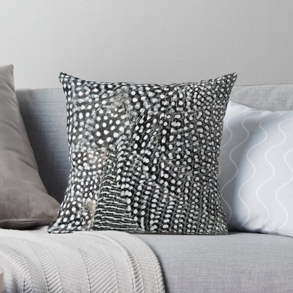 Guinea monochrome feather animal print Throw Pillow