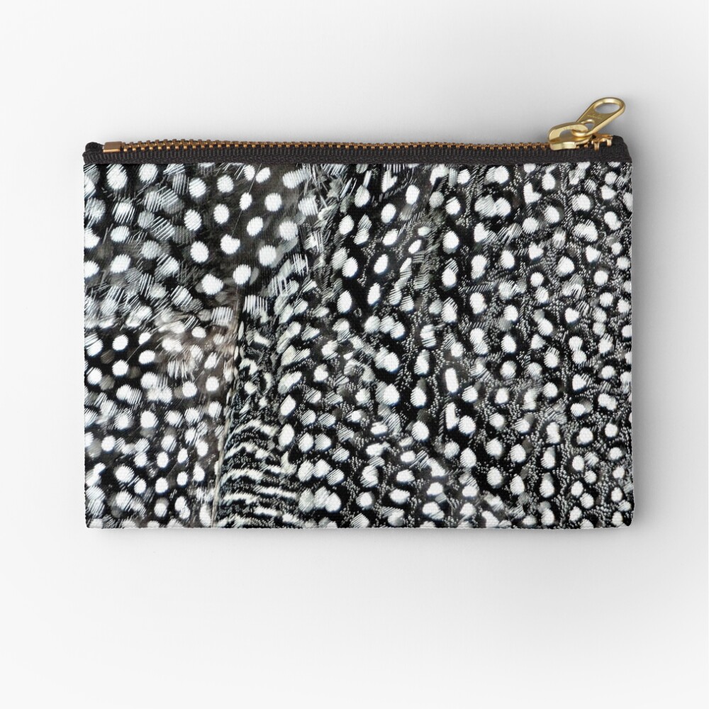 Guinea monochrome feather animal print Zipper Pouch