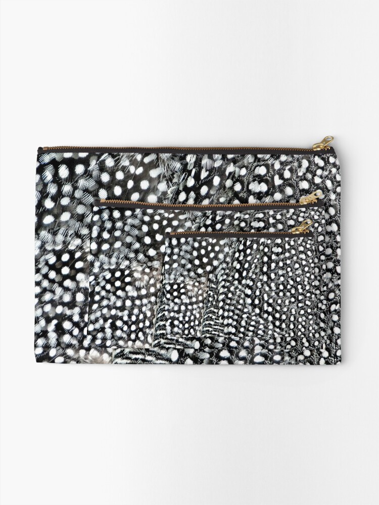 Alternate view of Guinea monochrome feather animal print Zipper Pouch