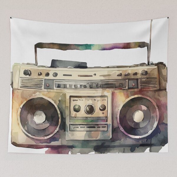 Item preview, A Retro 1980s Boombox Watercolor - Old School Cool designed and sold by GVRDesign.