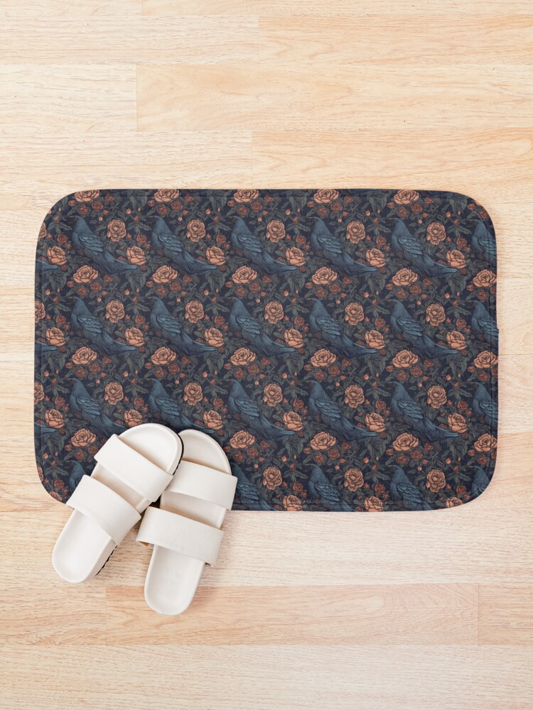 Thumbnail 1 of 6, Bath Mat, Crow and Roses designed and sold by Rottopics.