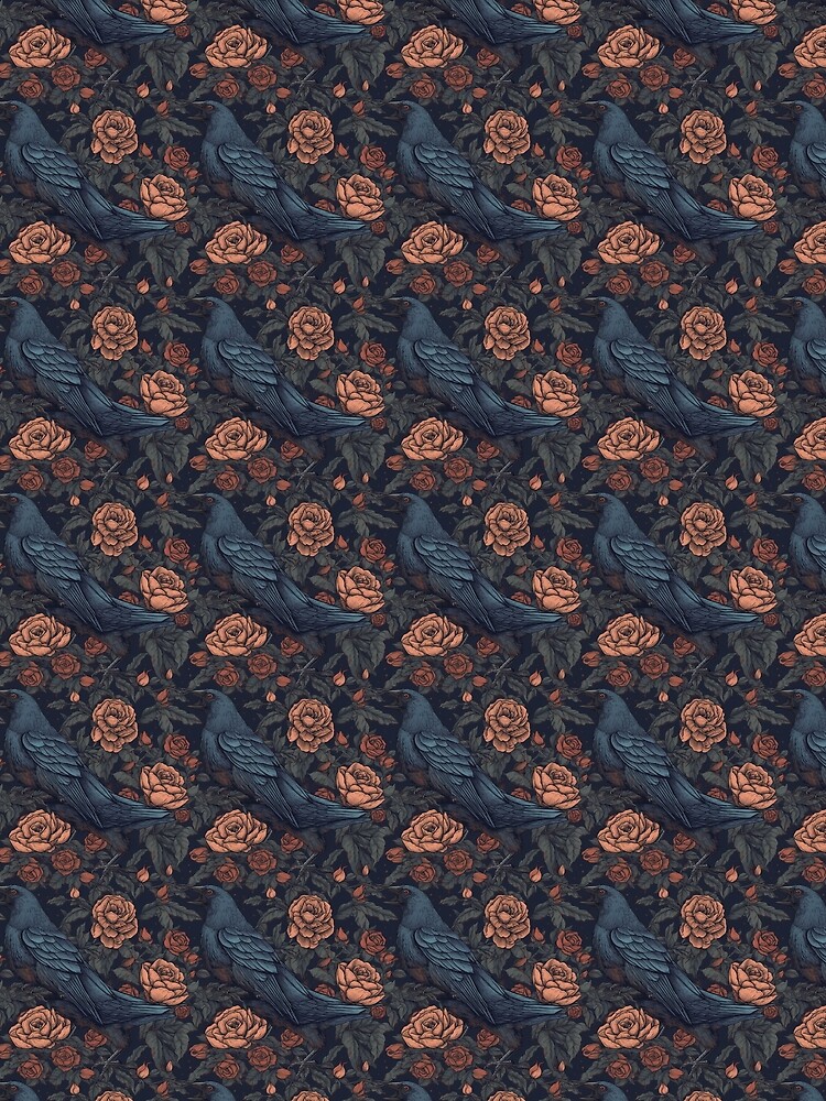 Thumbnail 3 of 3, Scarf, Crow and Roses designed and sold by Rottopics.