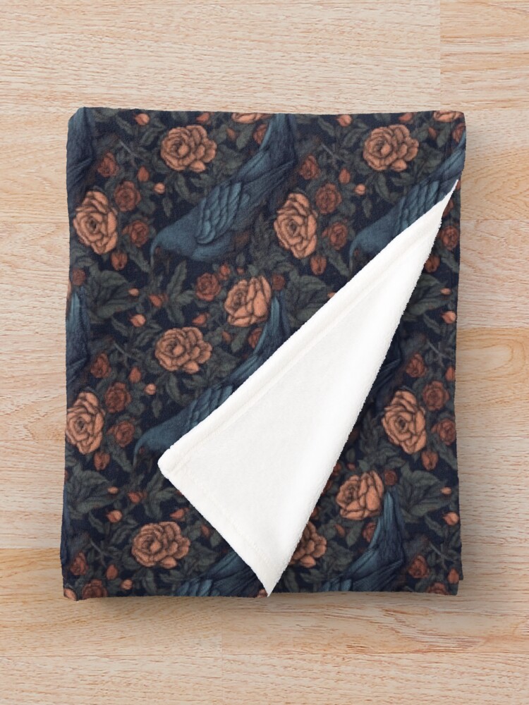 Thumbnail 3 of 6, Throw Blanket, Crow and Roses designed and sold by Rottopics.