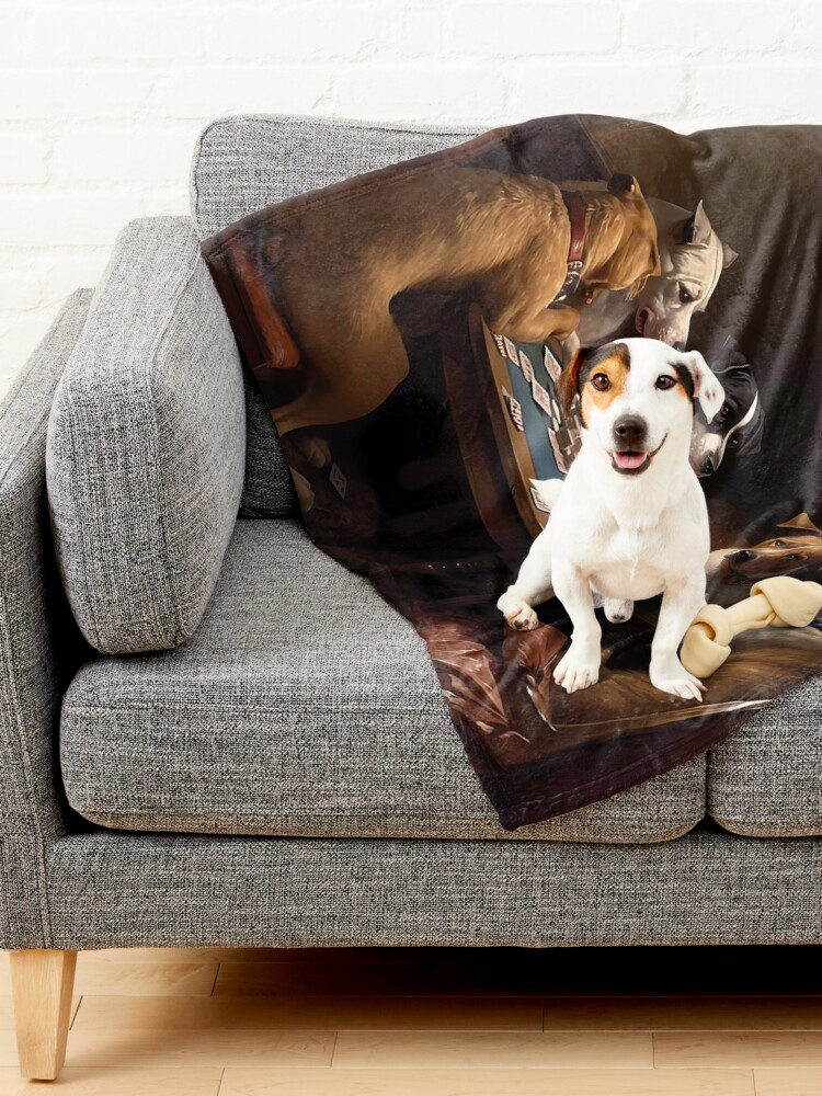 Dogs playing clearance poker blanket