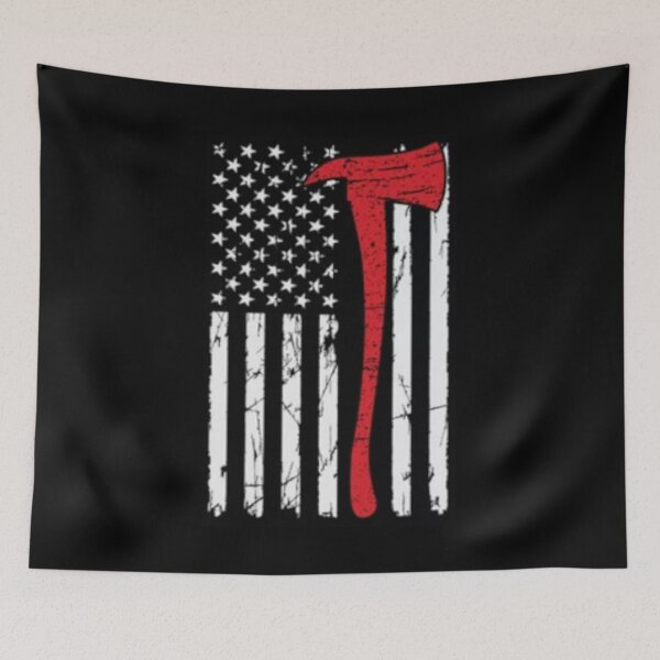 Item preview, USA Firefighter Flag - Thin Red Line Axe designed and sold by RENAGADE4LYF.