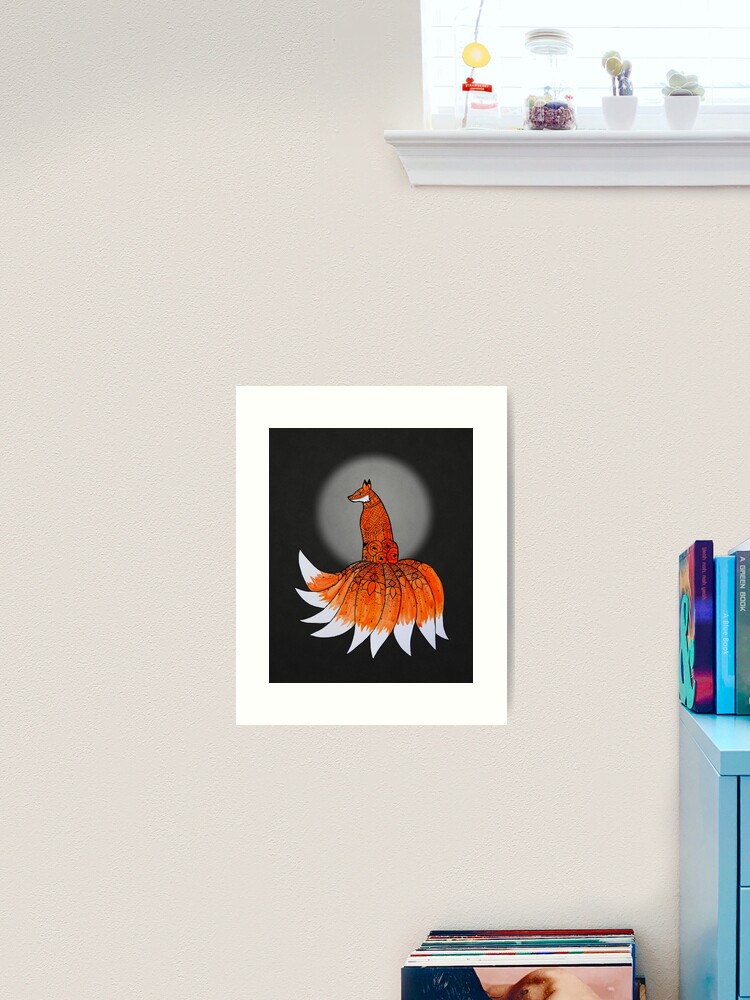 Thumbnail 1 of 3, Art Print, The Nine-tailed Fox Known as A Kitsune designed and sold by artsyrobotz.