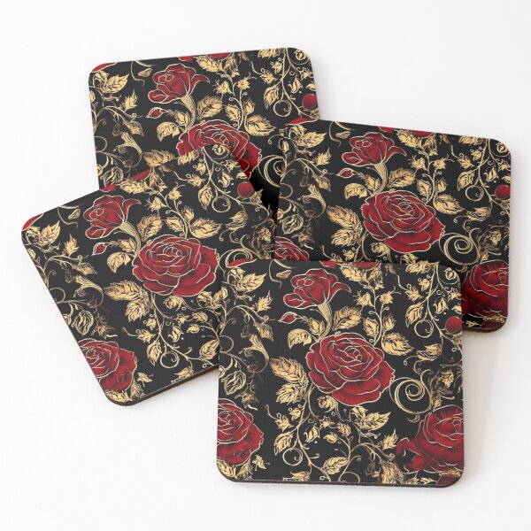 Item preview, Black, Red, and Gold Rose Pattern designed and sold by RobinTief.