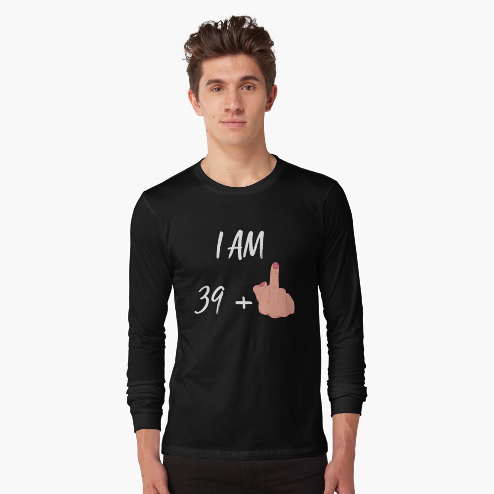 ULTRABASIC Women's Funny T-Shirt I am 39 Plus Middle Finger - Joke 40th  Birthday Shirt Small / Black