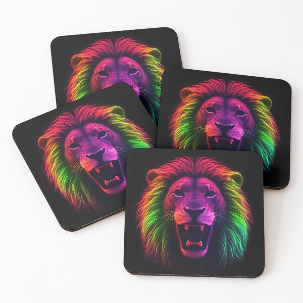 Item preview, Lion made of rainbow colored lights 9 designed and sold by jetaiart.